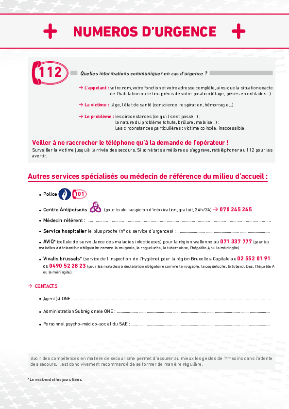 Téléchargez notre brochure Fiches Santé : Numéros d'urgence (pdf)
