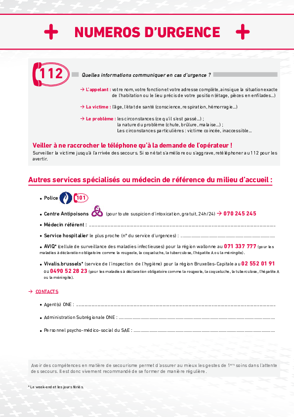 Téléchargez notre brochure Fiches Santé : Numéros d’urgence en accueil familial (pdf)