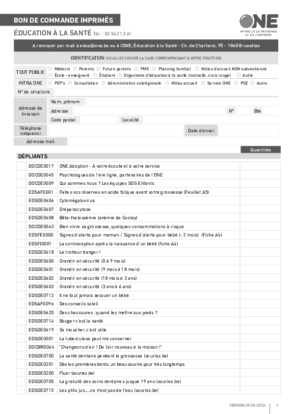 Téléchargez notre brochure Bon de commande Education à la santé (pdf)