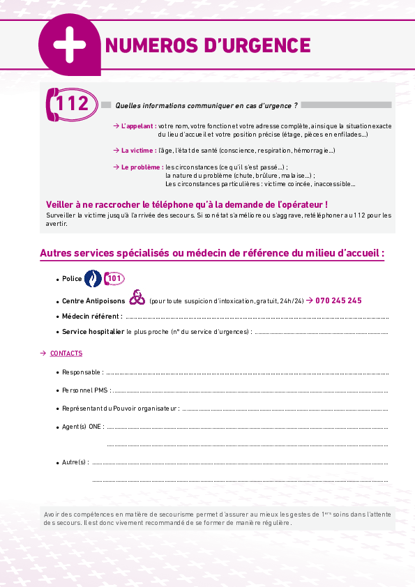 Téléchargez notre brochure Fiches Santé : Numéros d’urgence en accueil collectif (pdf)