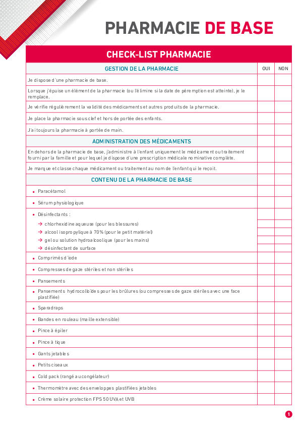 Téléchargez notre brochure Fiches Santé : Pharmacie de base (pdf)