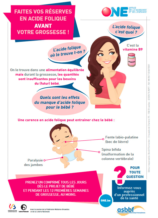 Téléchargez notre brochure Faites vos réserves en acide folique avant votre grossesse. (pdf)